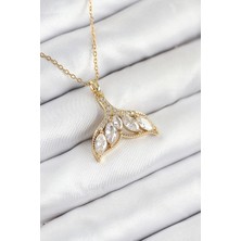 K-Yonlineticaret 316L Çelik Zirkon Taşlı Balık Kuyruğu Model Gold Renk Kadın Kolye