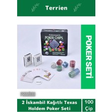 Terrien Profesyonel Blackjack 100 Poker Çipli 2 Iskambil Kağıtlı Texas Holdem Casino Metal Poker Oyunu Seti