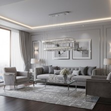 Kristal Elips 2 Katlı Krom Ledli Avize