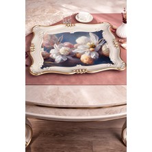 Zucci Home Sultan Tepsi 33X42 cm - Beyaz Çiçek Toprak Tabanlı