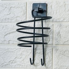 Mey İthalat Mey Ithalat®  Kendiliğinden Yapışkanlı Siyah Paslanmaz Metal Fön Makinesi Askısı Saç Kurutma Makinesi Tutacağı