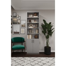 Asra Trend Modern Kapaklı Ayarlanabilir Raf Ev Ofis Kitaplık %100 MDF Dekoratif Kitaplık K33