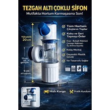 2 Girişli Mutfak ve Banyo Lavabo Altı Için Koku ve Haşere Önleyici Sifon