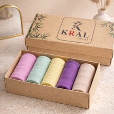 Kral Socks Kadın Çorap Dikişsiz Parfümlü (5 Çift) Hediye Kutulu Bambu Patik Çorap Seti