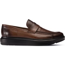 Deery Kahverengi Deri Erkek Loafer Ayakkabı Poliüretan Taban ile Şık ve Rahat