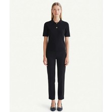 Yargıcı Cropped Polo Yaka Kısa Kol Kazak