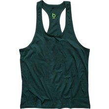 Bluu Basic Fitness Gym Tank Top Yeşil Renkli Sporcu Atleti 2XL Rahat Kesim ve Günlük Kullanım İçin