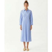 Yargıcı Bol Gömlek Yaka Uzun Kol Elbise