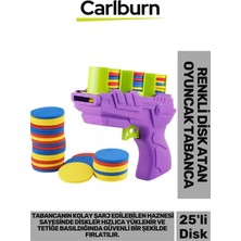 Carlburn Özel Üretim Şarjlı Hafif Dayanıklı Eğlence Renkli Yumuşak 25'li Disk Atan Oyuncak Tabanca