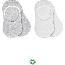 Belle Fusion Mey Ithalat®   2'li Penye Babet Silikonlu Basic Çorap 30104 Gri Beyaz