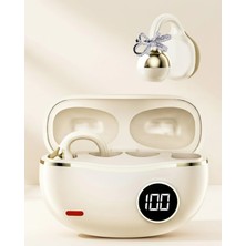 Belle Fusion Mey Ithalat® Kablosuz Bluetooth Kulaklık Kulak Klipsli Şık Tasarım 2 Kurdele Küpe Hediyeli