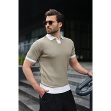 Madmext Vizon Polo Yaka Triko Erkek Tişört E7471