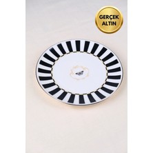 Tabak Evi Porselen Butterfly Collection Altın Yaldızlı Pasta Tabağı Siyah 20,50CM Tekli