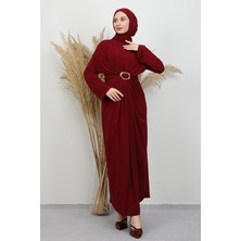 Toka Detay Sandy Elbise Bordo