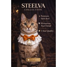 Steelva Incili Papyonlu Somon Rengi Kedi Papyonu