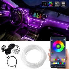 Şüscar Oto Araç Içi App Kontrollü Rgb Atmosfer Ambiyans LED Neon Lamba 5 Parça 6 Metre