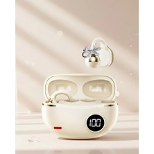 Belle Fusion Mey Ithalat® Zarif Tasarımlı Kablosuz Bluetooth Kulaklık Uzun Pil Ömrü 2 Kurdele Küpe Hediyeli