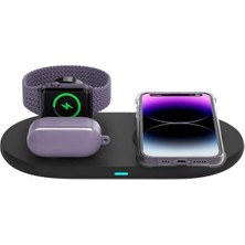 Hzl 3-1 Arada 20W Hızlı Şarj Kablosuz Wireless LED Işıklı Iphone Apple Watch Airpods Şarj Stand Şarj Aleti