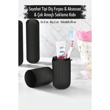 İntora Siyah Seyahat Tipi Diş Fırçası & Aksesuar Kutusu & Çok Amaçlı Saklama Kabı