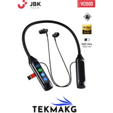 Tekmakg W2800 12800MAH Powerbank Özellikli 500 Saat Çalmayla Boyun Askılı Bluetooth Kulaklık - Tf Kart Girişli Dijital Göstergeli Siyah