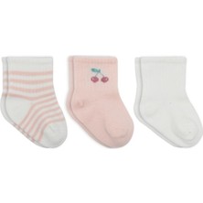 Nacario Mey Ithalat® Cherry Girl 3'lü Penye Soket Çorap 10138 Ekru