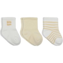 Nacario Mey Ithalat® Little Love Girl 3'lü Penye Soket Çorap 10137 Ekru