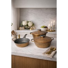 Luxxa Home Roma Serisi 5 Parça Mini Döküm Tencere Seti Gold