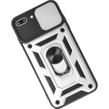 SiHako Newface Iphone 7 Kılıf Pars Lens Yüzüklü Silikon - Gümüş