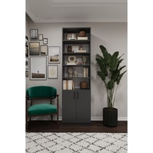 Asra Trend Modern Kapaklı Ayarlanabilir Raf Ev Ofis Kitaplık %100 MDF Dekoratif Kütüphane K38