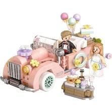 Nacario Mey Ithalat® LZ-4210 Loz Eski̇ Model Düğün Arabasi 290 Parça Block Oyuncak