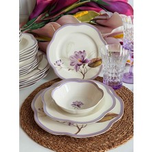 Rossev Porselen Yemek Takımı 6 Kişilik 24 Parça Alessa Mor