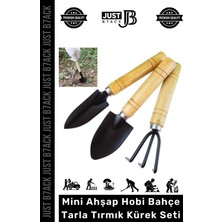Just B7ack #hobiseti Dayanıklı Doğal Ahşap Yüksek Kalite Estetik Mini Ahşap Hobi Bahçe Tarla Tırmık Kürek Seti