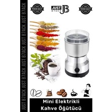 Just B7ack #kahveöğütücü Paslanmaz Çelik Düşük Sesli 50 Gram Kapasiteli Mini Elektrikli Baharat Kahve Öğütücü