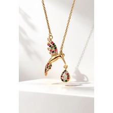 Stainless Steel Renkli Taşlı Kanatlı Şans Kolye