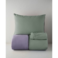 English Home Plain Pamuk Çarşaflı Tek Kişilik Nevresim Takımı 160X220 cm Yeşil-Mor