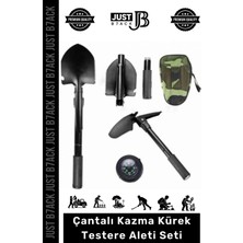 Just B7ack #kazmakürek Karbon Çelik Katlanabilen Çantalı Taşınabilen Kamp Yangın Kazma Kürek Testere Aleti Seti