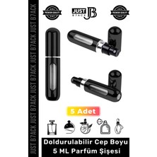 Just B7ack #parfümşişesi Şişesinden Doldurulabilir Taşınabilir Çanta Içi Mini Cep Parfüm Şişesi 5 ml x 5 Adet