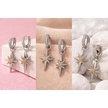 Stainless Steel Zirkon Taşlı Kuzey Yıldızı Sallantılı Küpe
