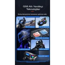 Q58-MAX Radyolu 2 Kişi Bağlantılı Bluetooth Kask Kulaklık Ekranlı Fenerli Müzik ve Telsiz Intercom