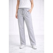 Beta Moda Hub Kadın Düz Paça Beli Lastikli Ipli Günlük Spor Eşofman Altı Rahat Fit - Gri