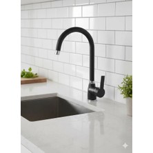 Sardıcı Siyah Mutfak Bataryası Pürüsüz Yüzey Çift Su Giriş Şık Tasarım