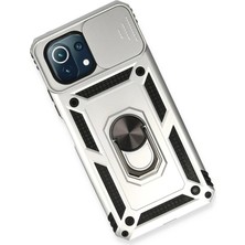 SiHako Newface Mi 11 Lite Kılıf Pars Lens Yüzüklü Silikon - Gümüş