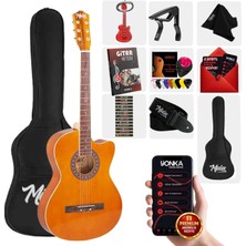 Midex XC-120BRW Kaliteli Akustik Gitar Gül Klavye Sap Ayarlı 4/4 Full set