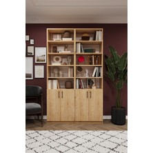 Asra Trend Modern Meşe Kapaklı Ayarlanabilir Raf Ev Ofis Kitaplık %100 MDF Dekoratif Kütüphane K40