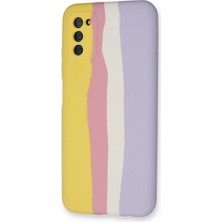 SiHako Newface Galaxy A03S Kılıf Ebruli Lansman Silikon - Sarı-Mavi