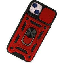 SiHako Newface Iphone 14 Kılıf Pars Lens Yüzüklü Silikon - Kırmızı