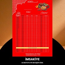 Calperia Ramazan Imsakiyesi - 170 gr - A4 Boyut Kişiye Özel Isimli & Logolu 100 Adet Kırmızı
