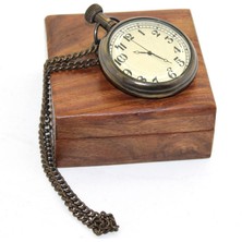 Calperia Ahşap Kutulu Pirinç Köstekli Saat