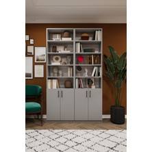 Asra Trend Modern Kapaklı Ayarlanabilir Raf Ev Ofis Kitaplık %100 MDF Dekoratif Kütüphane K41