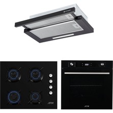 Eminçelik ve Afm Tech Marka / Reims Siyah Turbolu  Ankastre Set (FM7700 + FM2200  + As 1320 B60)